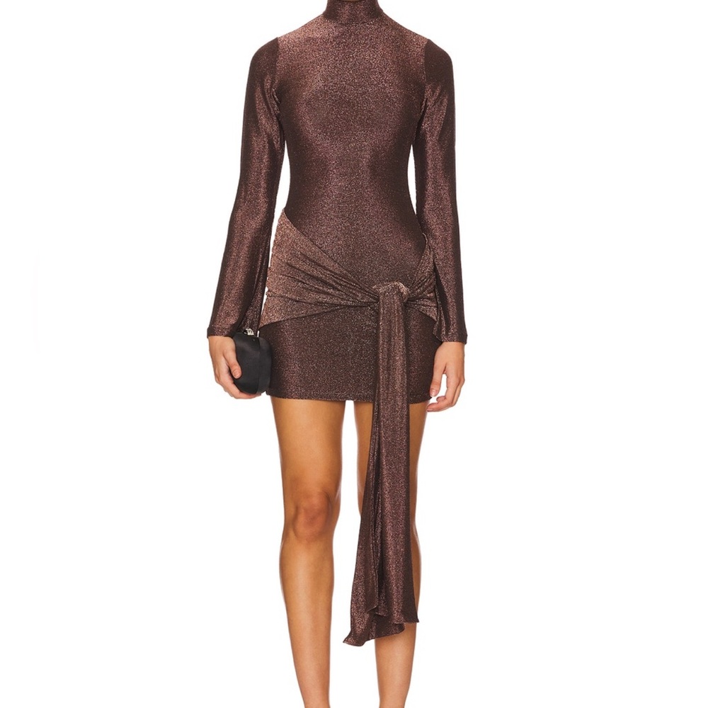 Bardot Seraphina Tie Front Dress in Bronze